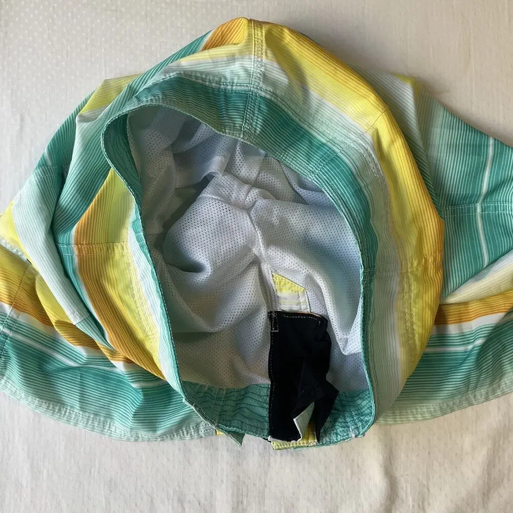 Reef Men Swimwear 32 Turquoise Board Shorts Striped Surf Shorts Logo Lined 10”